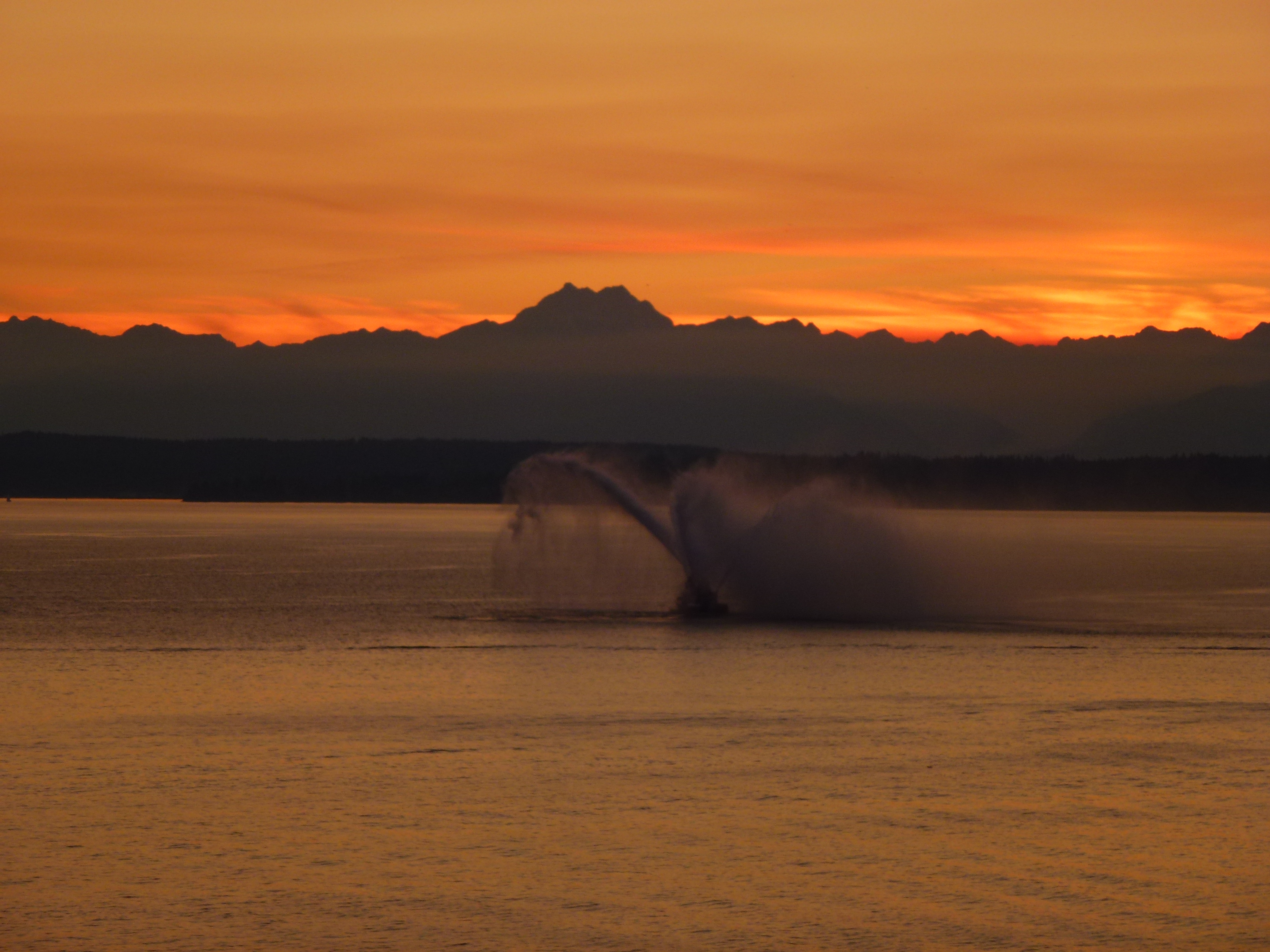 Fire Boat at Sunset