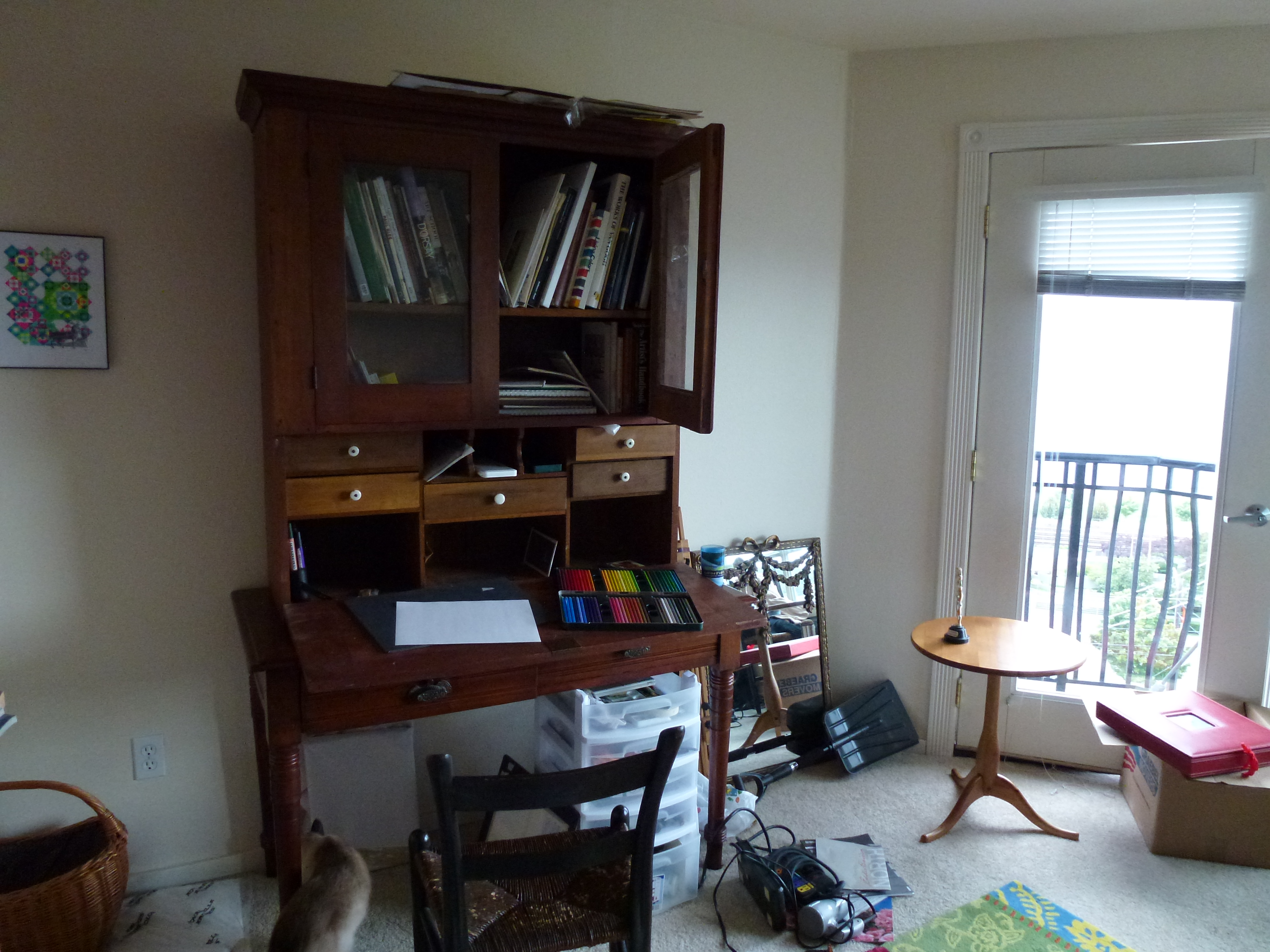 Art desk and cat