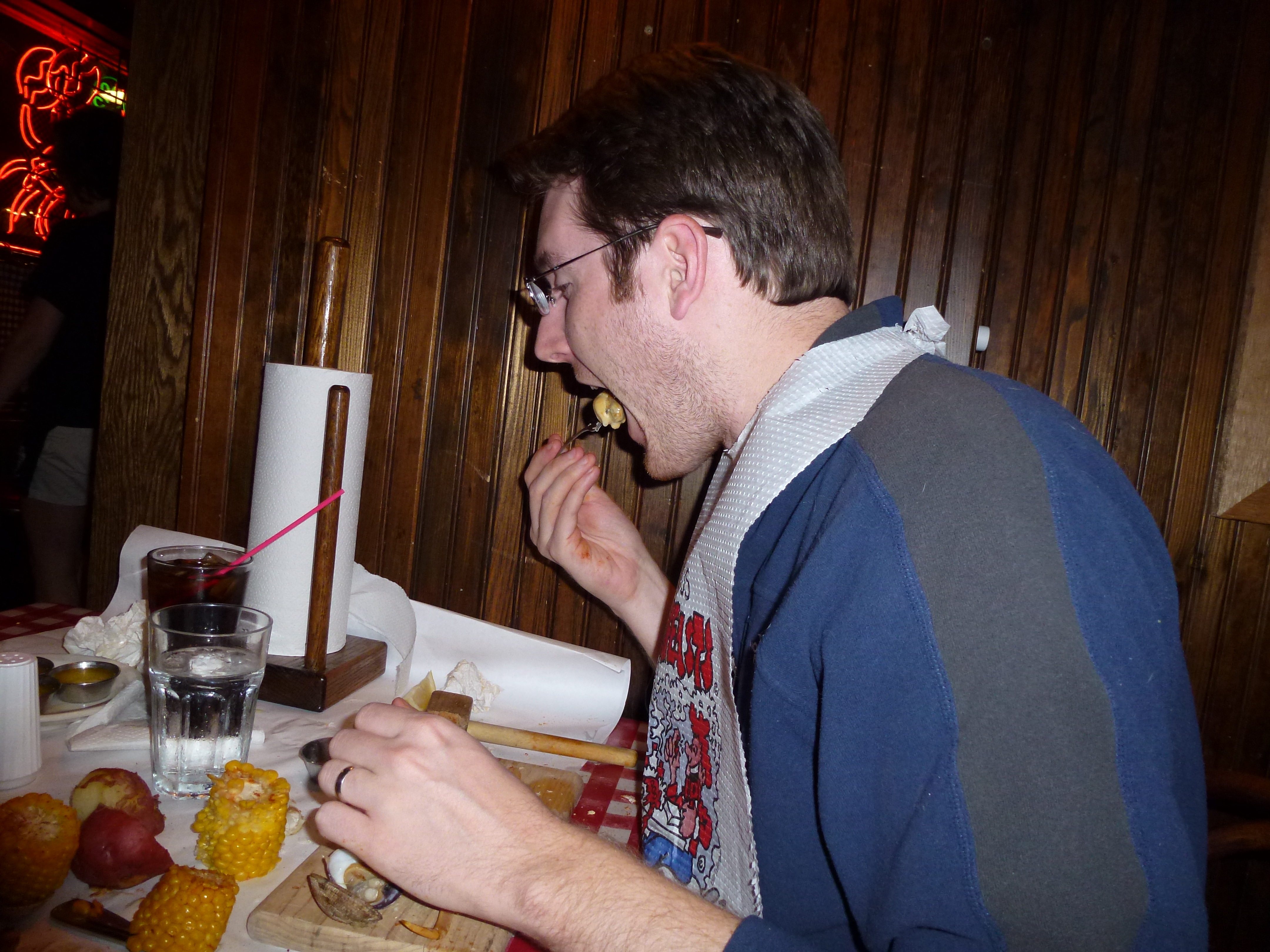 Gross, mussels. We made Chris eat them.