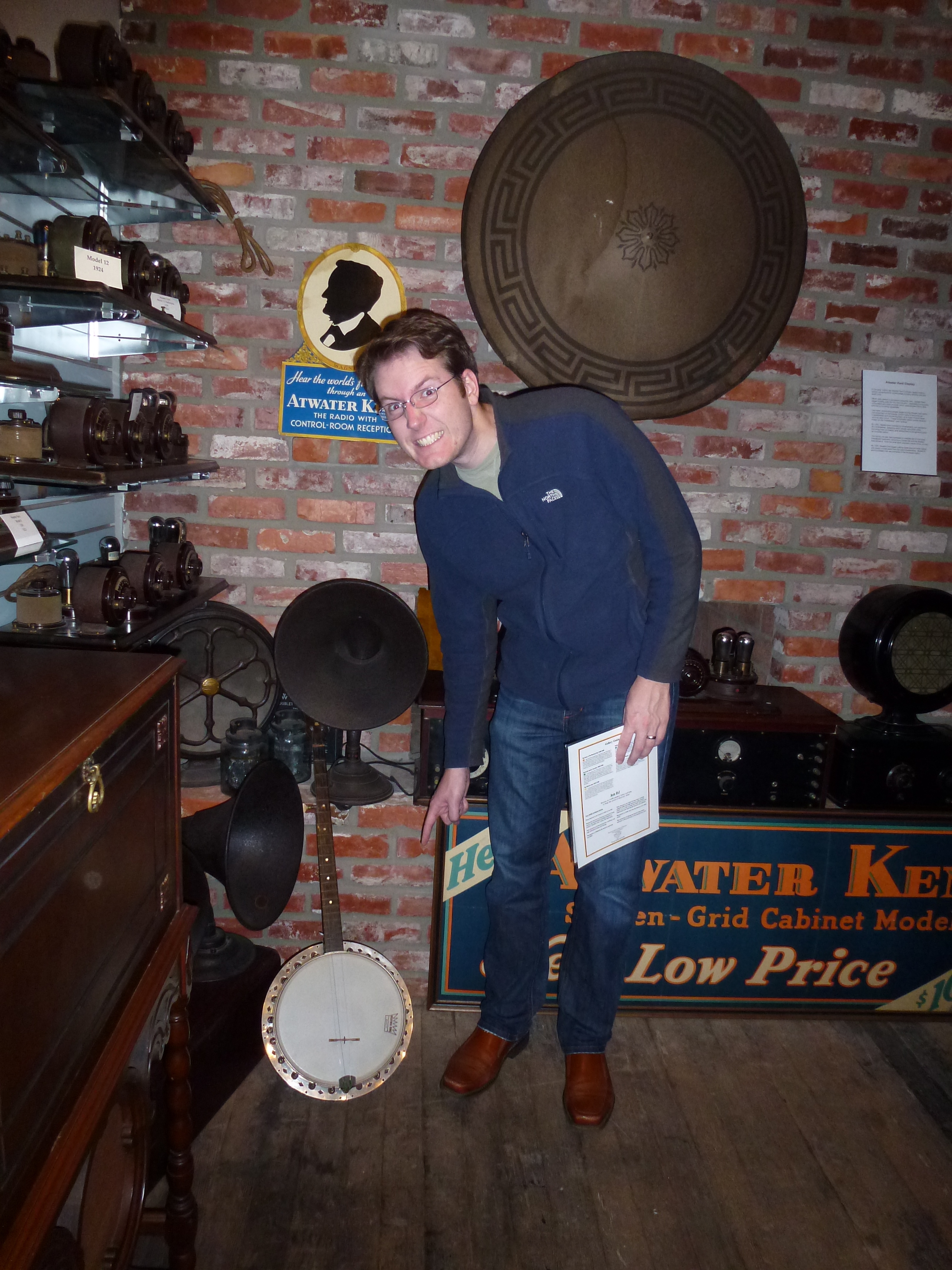 Chris found a banjo. A banjo is not a radio.