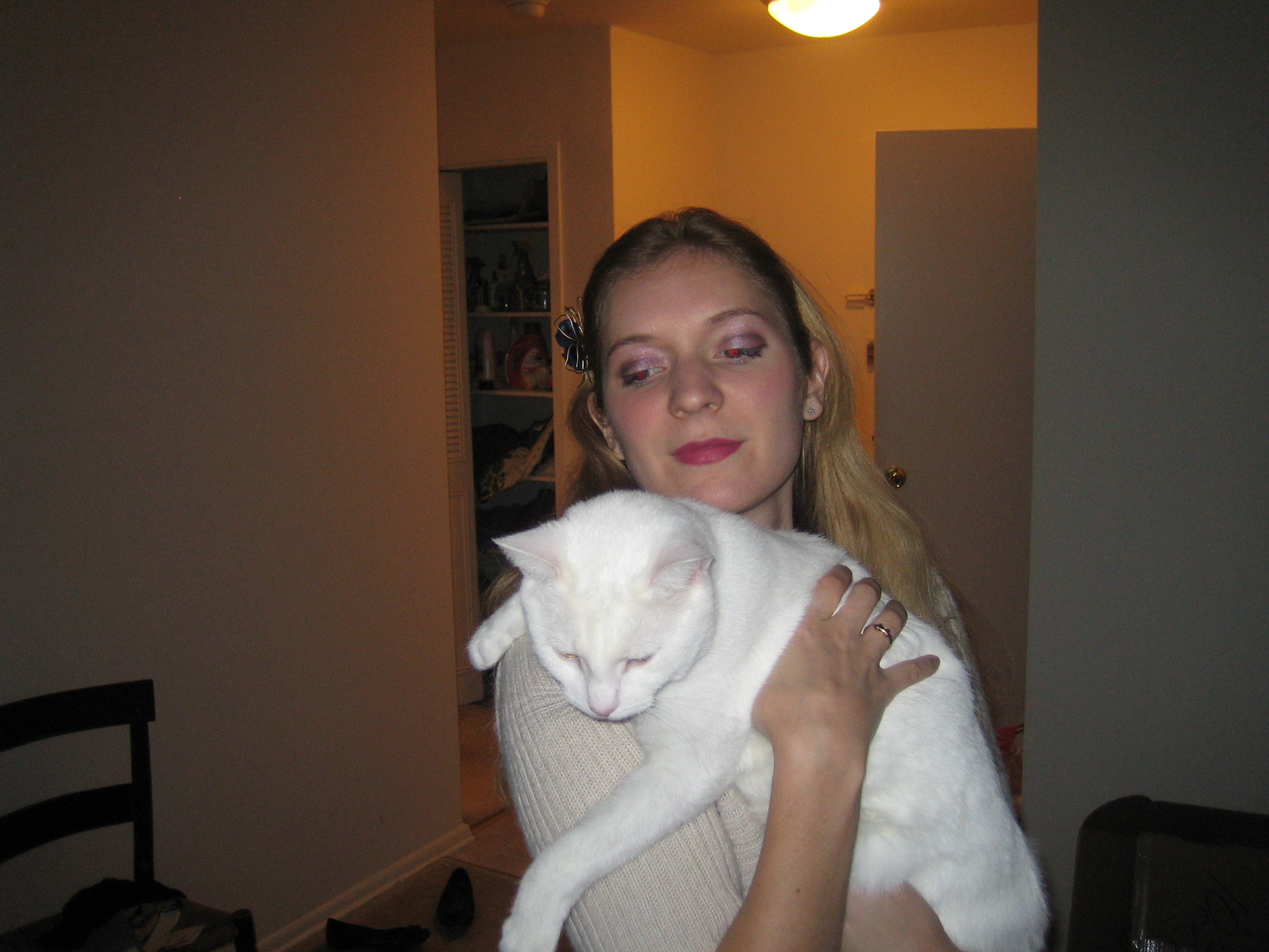 Don't kiss me with that lipstick on, Mom! I just washed my coat.